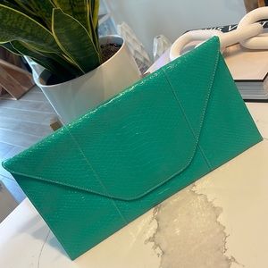 NWOT Mint Faux Python Glossy Oversized Vegan Envelope Clutch